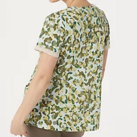 LOGO Printed Cotton Modal Top with Sleeve Detail - Picture 2 of 4